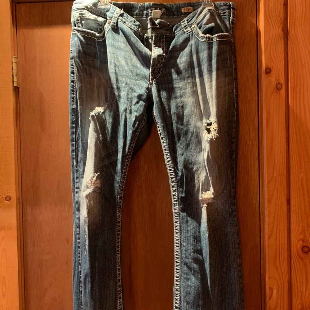 Used Silver Distressed Tuesday jeans